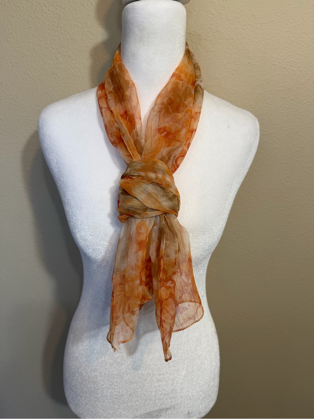 Lightweight Orange Floral Sheer Silk Scarf - Gorgeous